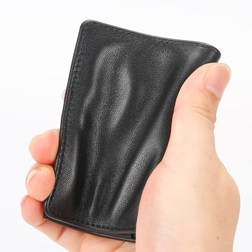 
Ianma first layer cowhide card bag business card holder for men and women business leather business card box Large capacity driver's license leather case card bag 98 black window position