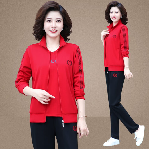 Los trajes para mujeres de Baoduofen, ropa deportiva de mediana edad y ancianos, juego de tres piezas para mujeres, traje de madre casual, primavera y otoño, gran tamaño de mediana edad, camiseta de manga larga morada de uva, Bendita RX6198, Recomendación de mujeres 6xl 165Jin [Jin iguala 0.5 kg] -175Jin [Jin 0.5 kg].