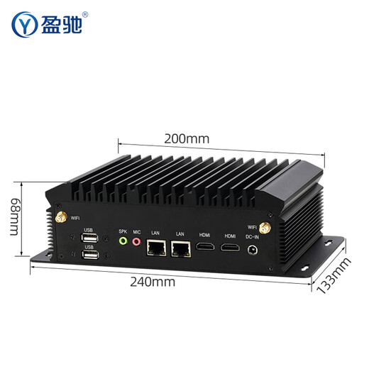 Yingchi micro industrial control host dual network port dual serial port embedded mini industrial computer machine vision all-aluminum fanless low power mini PC small desktop computer i3 10110U+8G+250G 232/485