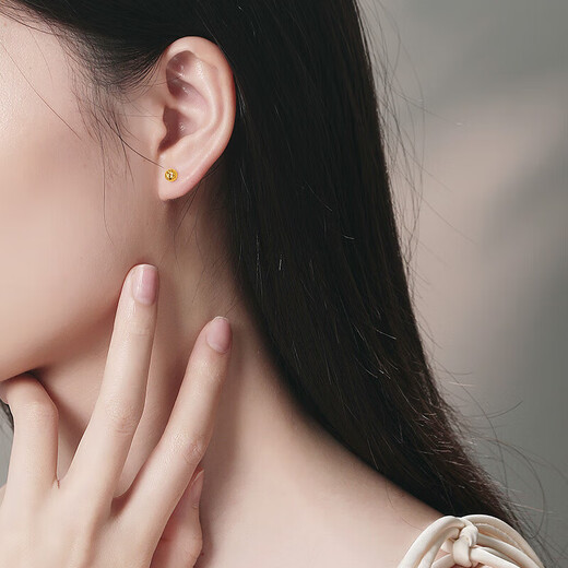 Safir 18K gold earrings for women, small Doudou K yellow car flower earrings, exquisite and versatile pair of birthday gifts for girlfriend