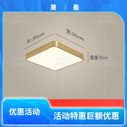 
Heart mirror full copper outdoor ceiling light villa ultra-thin entrance door light corridor aisle balcony light terrace mosquito-proof courtyard light X3893-400*600/rectangular