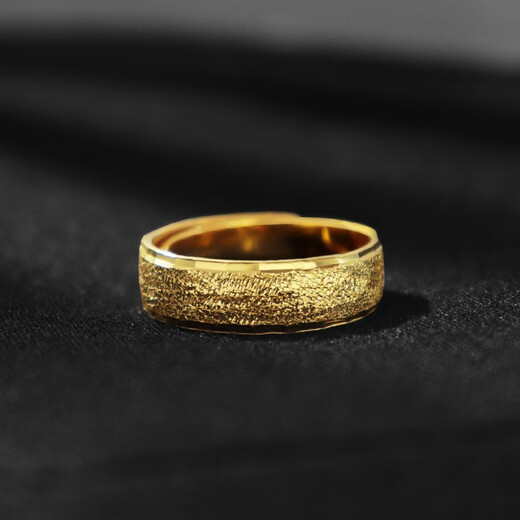 Sea Rover gold plain ring men's new ring 999 pure gold frosted ring as a Valentine's Day gift for boyfriend and husband. Frosted ring, width about 3mm, gold weight about 2.66G