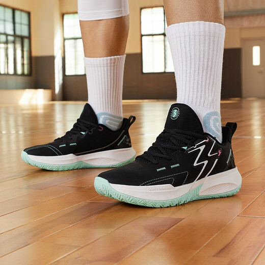 361 basketball shoes men's shoes BIG3 TEAM autumn breathable practical wear-resistant shock-cushioning training professional basketball shoes school season Obsidian black/Haibo blue [Leather face] 45