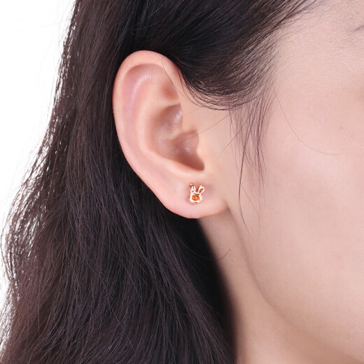 Saphire 18k gold earrings for women rose gold cute rabbit car flower shiny shadow bottom earrings