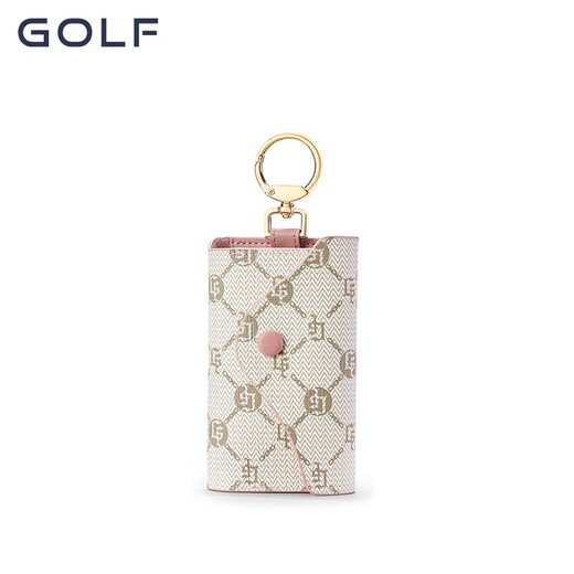 Golf (GOLF) key bag for women multifunctional key bag small mini keychain card bag key bag two-in-one beige with cherry powder
