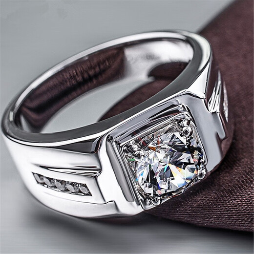 Lu Lingqing white gold moissanite men's ring men's copper plated domineering fashion alloy ring opening adjustable men's ring opening adjustable