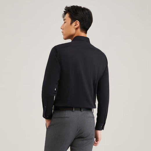 雅戈尔（YOUNGOR）长袖衬衫男白色DP免烫衬衫棉弹面料微弹柔软丝滑新品 GLDD100217AFY黑色 39