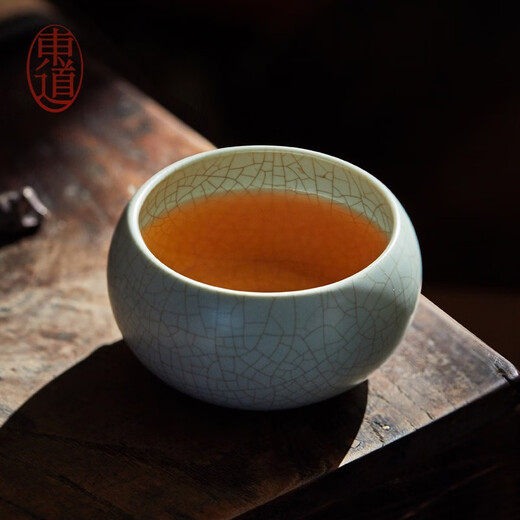 Dongdao Ru Kiln Henan Heritage Tea Cup Ceramic Kung Fu Tea Set Master Cup Ru Porcelain Sky Blue Fuyuan Cup Gift Box 2025 Sisnake Style