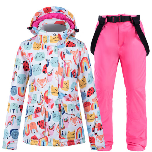 ARCTIC QUEEN Ski Wear Women's Suit Winter Outdoor Snowboard and Double Board Ski Clothing and Pants Snow Country Travel Waterproof Warm and Thickened Snow Suit Top + Strap White Pants S Top S Pants S