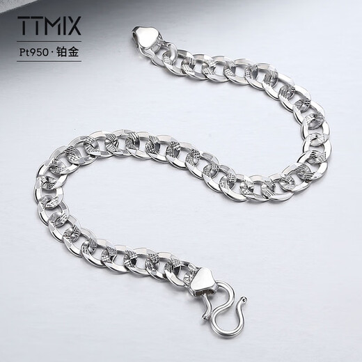 TTMIX platinum glossy car flower tank bracelet men's atmospheric boss chain PT950 hand jewelry 13.32g 17.0cm thick 5.8mm