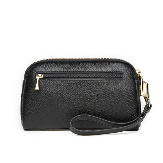 Krokodil -Hemd Doppel Reißverschluss Kopfschicht Cowhide Handgelenksbeutel Frauen Clutch Bag Einfacher langes Geldbeutel T2008 Schwarz
