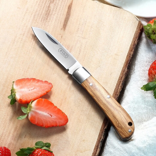 Sanben Sakura fruit knife folding knife household paring knife dormitory knife peeling knife women's portable fruit knife carry-on folding fruit knife olive wood handle