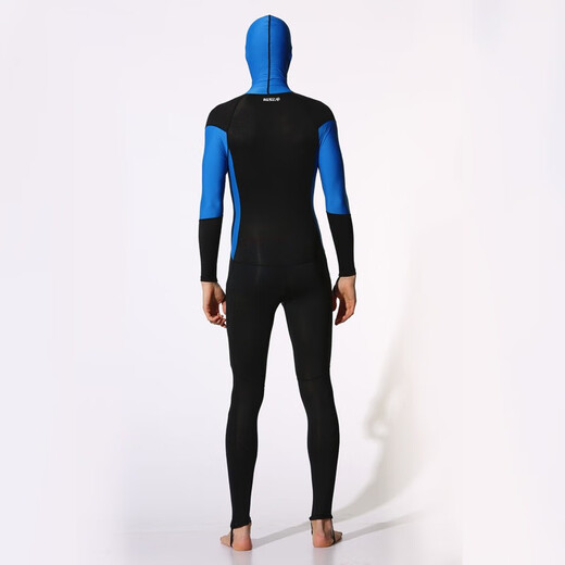 HiSEA new long-sleeved one-piece wetsuit for men, quick-drying suit, snorkeling suit, surfing suit, beach jellyfish suit, swim suit, dark blue hooded M