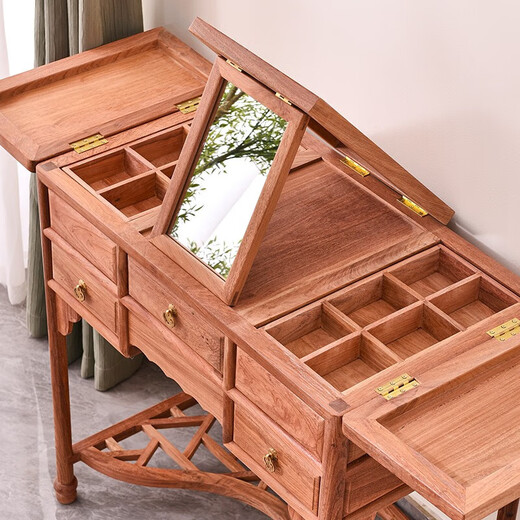 Tang Huangxuan mahogany furniture Burmese rosewood (scientific name: Big Fruit Rosewood) dressing table Ming style bedroom dressing table foldable dressing table + stool