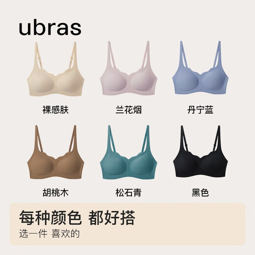 Ubras size-free spray collar bra, breast-reducing underwear, women's seamless small breast push-up bra, no wire bra, Orchid Smoke - Back hook, one size fits all, mini version (80~100Jin Jin is equal to 0.5kg)