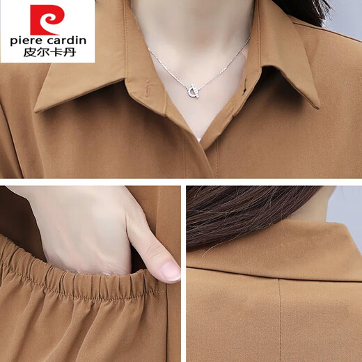 Pierre cardin knitted 2025 new Korean mid-length red windbreaker jacket for women loose small coat thin women black L
