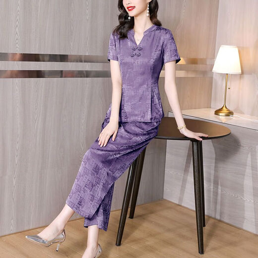 Fhhuabd Small Jacquard Set para mujeres Jacquard Fashion Mother-Egly Gran Tamaño Mother Mother Tisting Slimming Commuting Simple Dos piezas Set N679 Dark Green Set XL 90-105