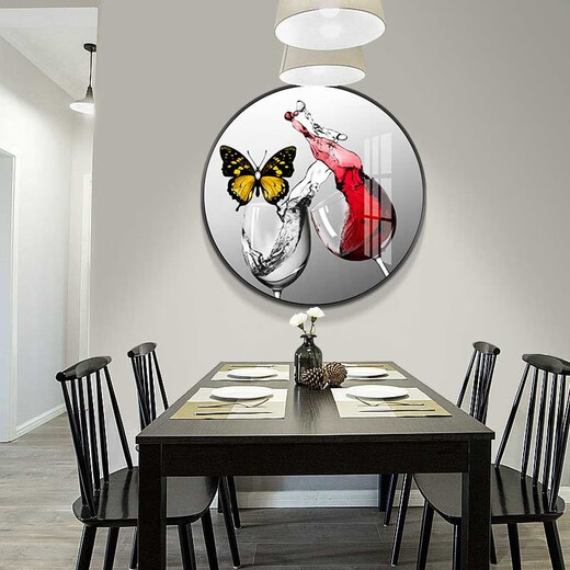 
Mo Hua Lulin Restaurant Decorative Painting Modern Simple Dining Table Hanging Painting Restaurant Mural Entrance Entrance Entrance Cabinet High-end Painting Dining Room Jiuyu Picture 05 Pair of Wine Ding Song 12354 Crystal Porcelain Painting-diameter 40 black frame (gold frame requires notes