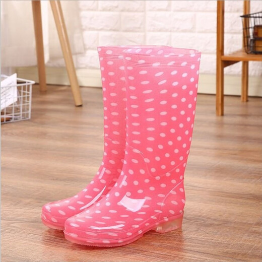 Yunyouli (Yunyouli) Bottes de pluie Tendon de bœuf à tube haut pour femmes semelles antidérapantes chaussures imperméables plus en velours neuves chaussures d'eau chaussures de caoutchouc adulte de femme sans velours poudre de poudre blanche 37