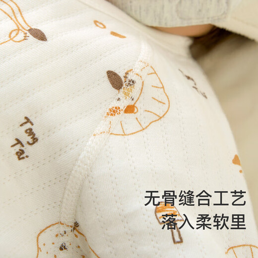 童泰新生婴儿连体衣秋冬季保暖宝宝衣服初生儿纯棉蝴蝶哈衣 黄色 66cm