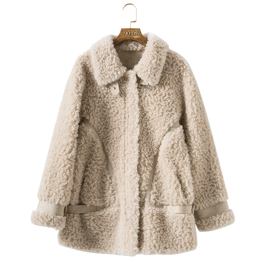 
Dilovie Parke women's clothing 100% wool pellet sheep shear coat overcoat women's mid-length winter new Korean version Forest Green S (90-115Jin [Jin equals 0.5 kg])