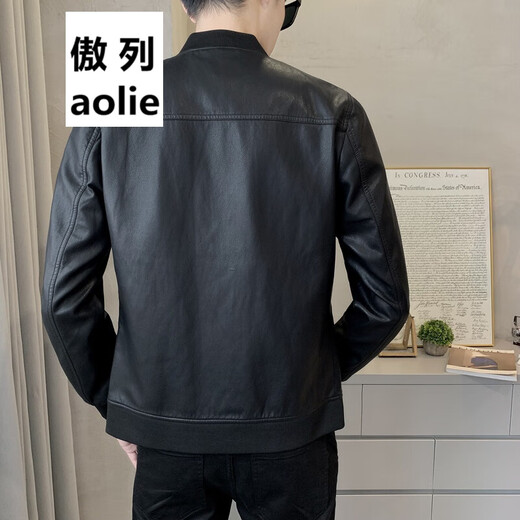 
Jacket Men's Casual Leather Jacket Men's Fall and Winter New Fashion Slim Baseball Collar Motorcycle Leather Jacket Men's Jacket Large Size Casual Top P719 M