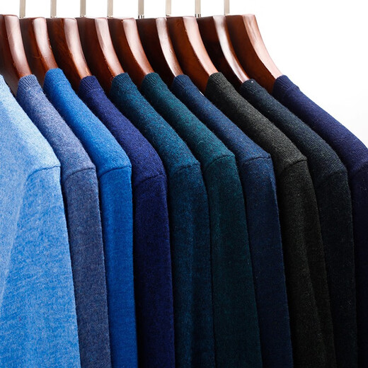 Hengyuanxiang pure wool sweater men's autumn and winter thin V-neck sweater sweater top black 170