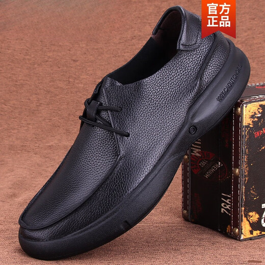 Katile Crocodile Fashion Brand Осуренная кожаная кожаная обувь кожаная кожаная обувь однослойная ковтика мягкая подошва бизнес -повседневную кожаная кожаная кожи черная 9912 40