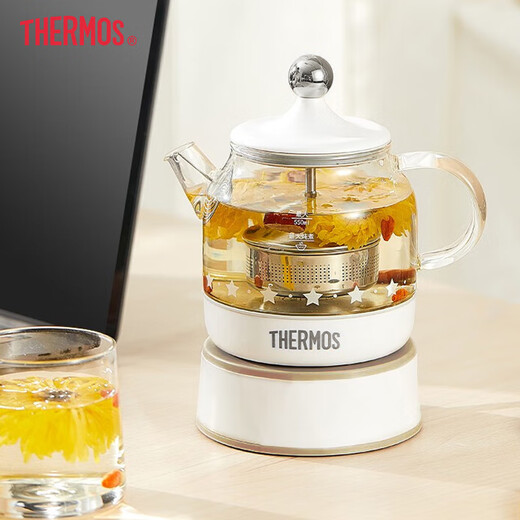 THERMOS Mini Health Kettle Office Tea Maker Electric Kettle Constant Temperature Electric Kettle Glass Flower Teapot Health Cup Gift EHA-1602E Chinese Valentine's Day Gift -G 0.55L
