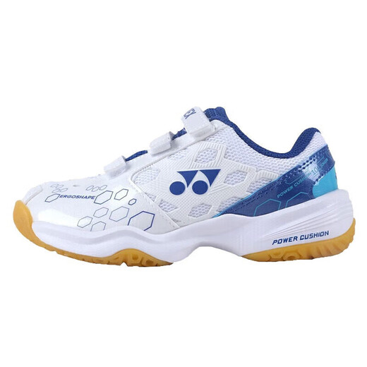 YONEX尤尼克斯羽毛球鞋yy基础款舒适亲子款青少年SHB101JRCR白/蓝34码