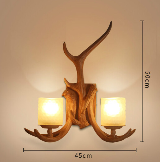 Shusheng European wall lamp indoor foyer Nordic retro industrial style deer antler lamp personalized creative living room aisle American antique deer head decoration B3030