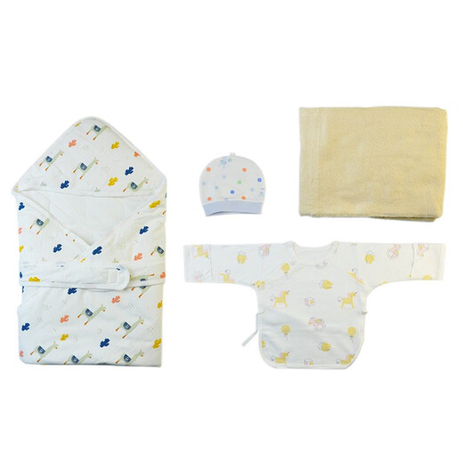 MXN newborn sterile delivery bag, newborn baby sterile clothing obstetrical admission bag, baby baby quilt four-piece set, random colors
