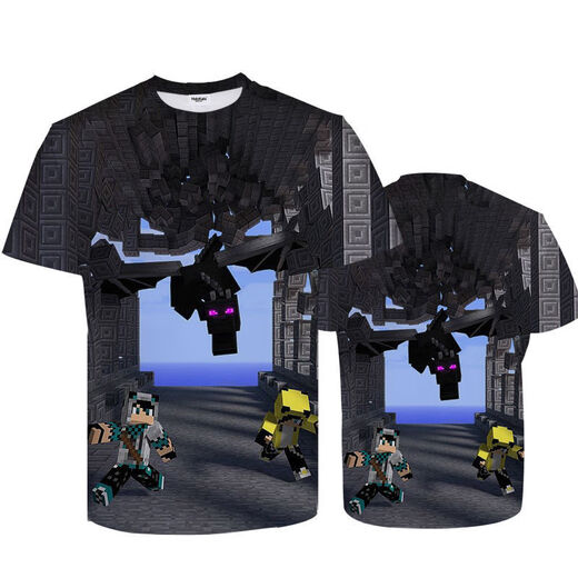 Jianfang Minecraft Short-sleeved T-shirt Mini World Game Clothes Men's Summer T-shirt Children Primary School Students and Teenagers Half-sleeved 01 Pictures One Size High 110-12040-50Jin [Jin equals 0.5 kg]