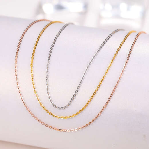 Li Shen stamped gold color 18k gold necklace women's gold K gold water ripple gold gold chain thin plain gold O-shaped chain K gold color about 2.0mm50cm thick