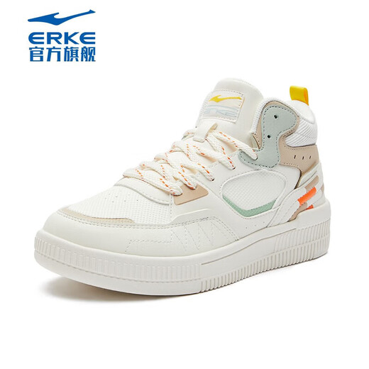 Hongxing Erke Board Schuhe hochtop dicker alleinerer Sportarten kontrastierende Farbe vielseitiger Trend Frauen Spleiß Skateboard Schuhe Street Fashion Casual Schuhe Gummi -Knospen -Weiß/Meer Mutter Grün 1391 35