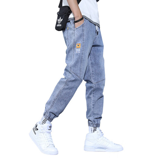 Jean-vis helle Jeans 2025 Frühling und Sommer Neue losen Typants Arbeitskleidung Harlen Neun-Punkte Trendy Casual Hosen Blau XL 120-140jin [Jin gleich 0,5 kg]