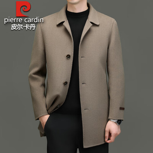 Pier Cardin High-end 100% чисто шерстяной шерстяной пальто для мужчин в середине длины 2024 Новая осень и зимняя утолщенная теплое двойное шерстяное пальто для мужчин глубоковолосый [подарочная коробка] 170 / м / вес 90 ~ 120JIN [Джин равняется 0,5 кг]
