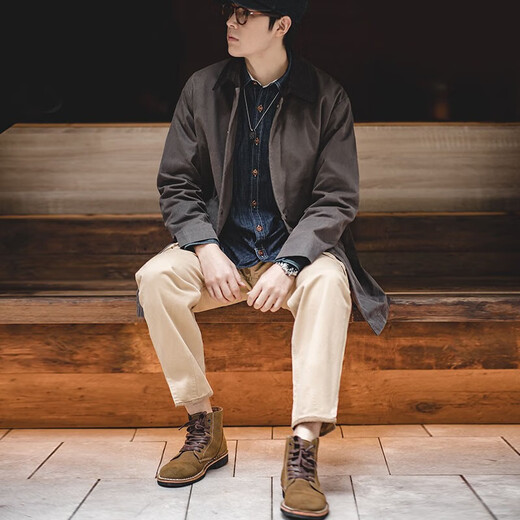 Madden Workwear British Style Oil Wax Windbreaker Jacket Men's Autumn and Winter Gentleman's Feel Mid-Length Retro Coat Waterproof Outer Dark Brown M