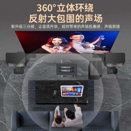 HYUNDAI modern home ktv audio set home karaoke home theater karaoke jukebox high-power speaker combination dual 6.5-inch speaker + 300W amplifier + wireless microphone