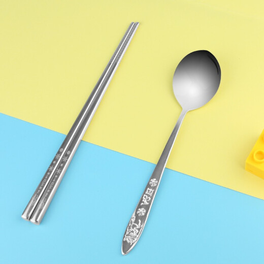 Disney children's tableware for male and female students stainless steel chopsticks and spoon set baby portable cartoon outdoor tableware three-piece set Ice and Snow Princess