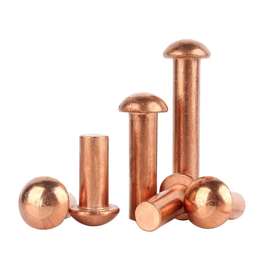 Creaby red copper semi-circle head solid rivet round cap solid rivet percussion type willow copper nail fastener collection red copper M2*6 500 pieces