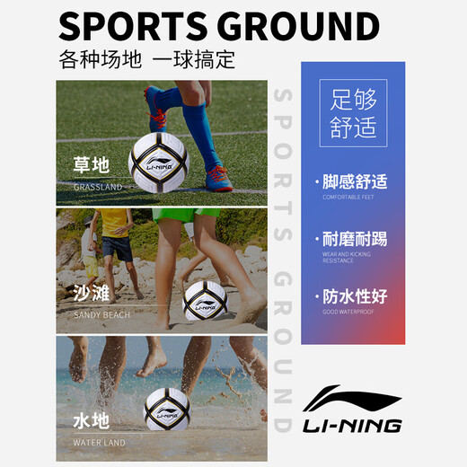 李宁（LI-NING）足球5号成人青少年儿童幼儿园专用球专业比赛中考训练机缝工艺球 5号 极彩时尚699-2