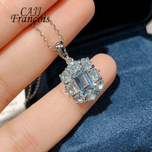 CAJJ Francois 1.70 carat topaz pendant for women, natural colored gems, jewelry gemstones, 925 silver inlay, topaz pendant