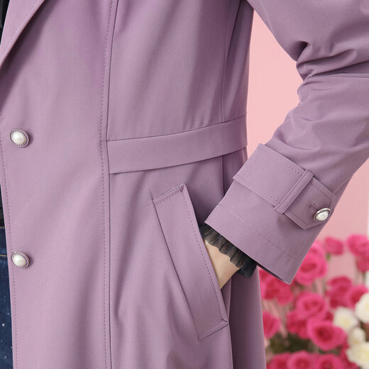 Collatier's classic and versatile windbreaker jacket for women solid color mid-length top Medium Violet XL