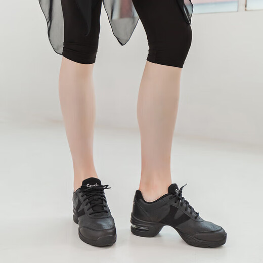 Sansha Moderne Tanzschuhe Jazz Tanz weicher alleiner atmungsaktiver Leder Square Dance Schuhe H166LPI Schwarz 38