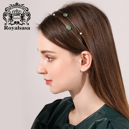 Royal sasa royal salsa thin hair hoop fresh green leaves imitation pearl ladybug double layer head hoop hair accessories light and no sense of wear