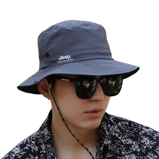 Jeep Jeep Jeep Sun Montañhering Hat Summer Summer's Male Fisherman's Sun Shade Protección solar UV Fotografía al aire libre Ceniza de montaña distante