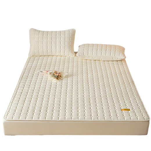 GUDIE Class A soy fiber quilted bed sheet single piece Simmons mattress protector all-inclusive sheet set 2023 new style Egger-off-white 90cmx200cm single piece quilted bed sheet