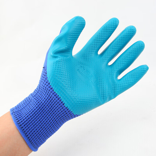 
Show off your skills A688 labor protection gloves latex embossed wear-resistant and anti-slip construction site reinforcement protection for men working on construction site A688 blue yarn dark green [12 double package] L
