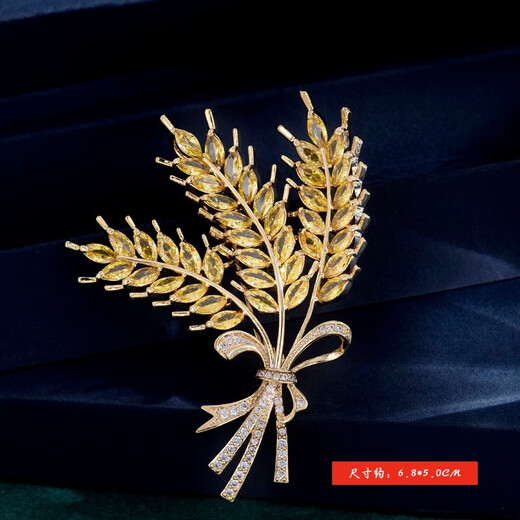 QUAMER high-end wheat ear brooch for women, exquisite and elegant temperament, metal pearl pin, clothing accessories, double wheat ear brooch